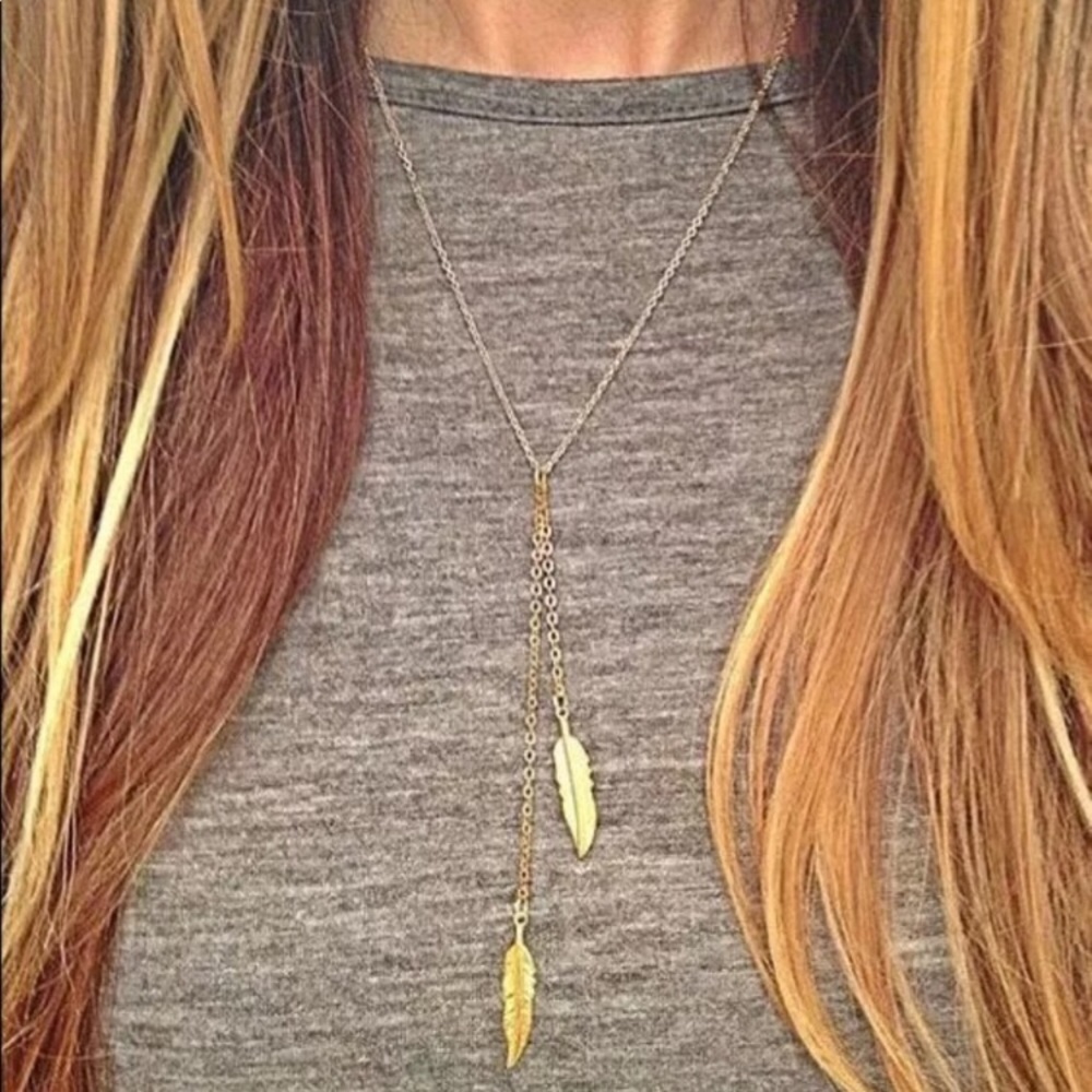 Brand New! Gold Boho Feather Necklace